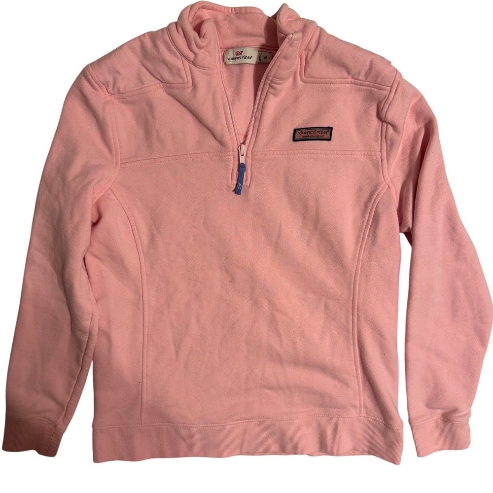 Vineyard Vines Womens Shep Shirt Quarter Zip Pullover Pink Cotton‎ Size Medium